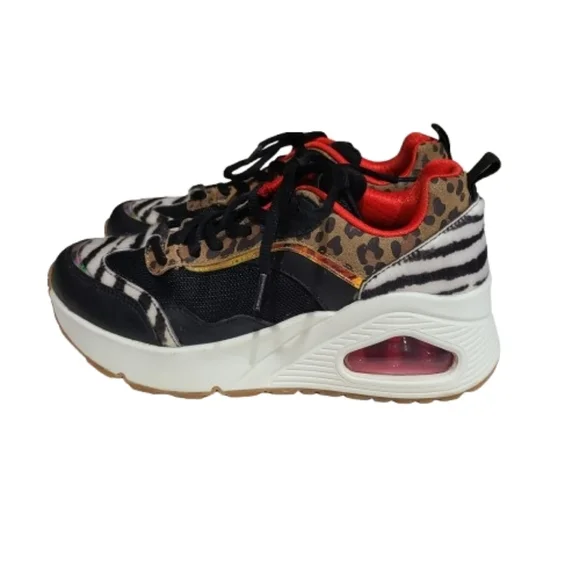 Skechers Street Uno Hi “The Hunt” Leopard Print Leather Sneakers 8.5 - Picture 4 of 16